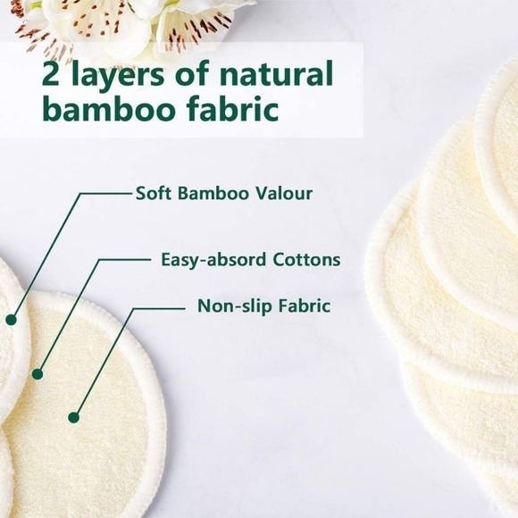 20 Packs Organic Reusable Makeup Remover Pads, Washable Eco-Friendly Natural Bam - Picture 3 of 6